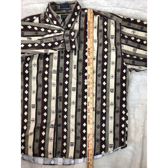 Vintage Ralph Lauren Chaps Button Up Shirt XL Geometric Graphics Mid 1990's - Picture 4 of 9